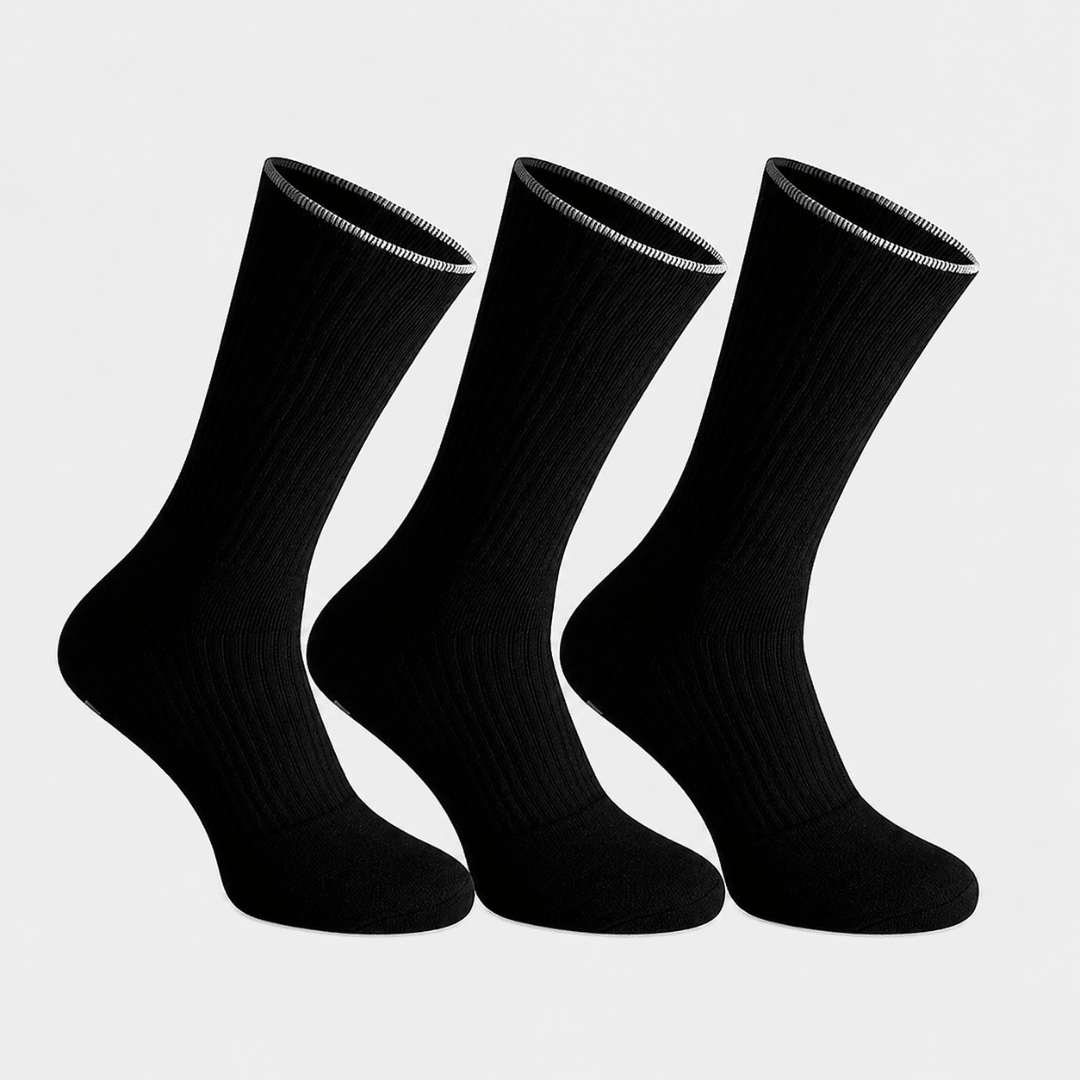 RS Cushioned Performance Socks 3-pak sportsstrømper sort med hvid stribe