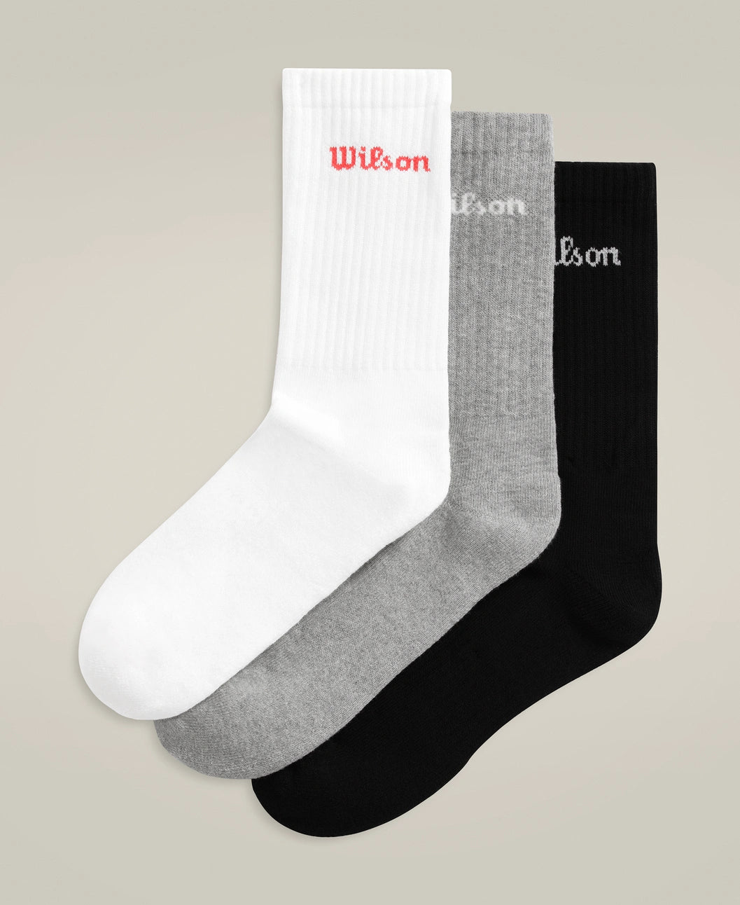 Wilson U Crew Logo Sock 3-pack White/Black/Grey sports socks
