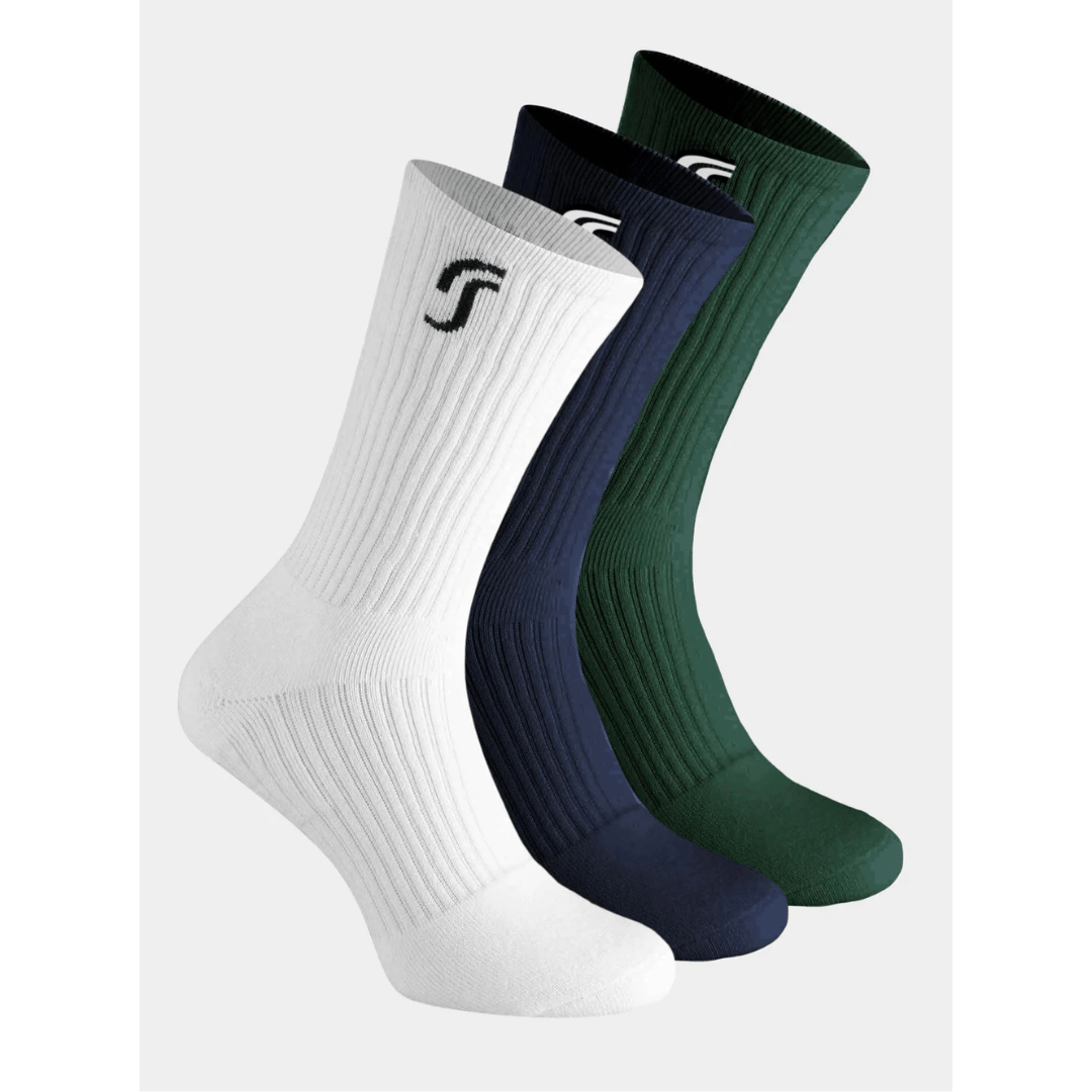 RS Cushioned Performance Socks 3-pack sportstrumpor vit/blå/grön