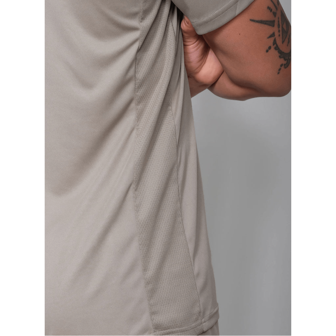 RS Men's Performance Tee Side Mesh Solid Taupe t-shirt for tennis & padel