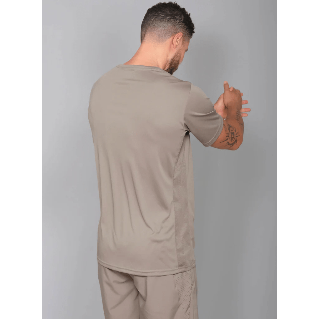 RS Men's Performance Tee Side Mesh Solid Taupe t-shirt for tennis & padel