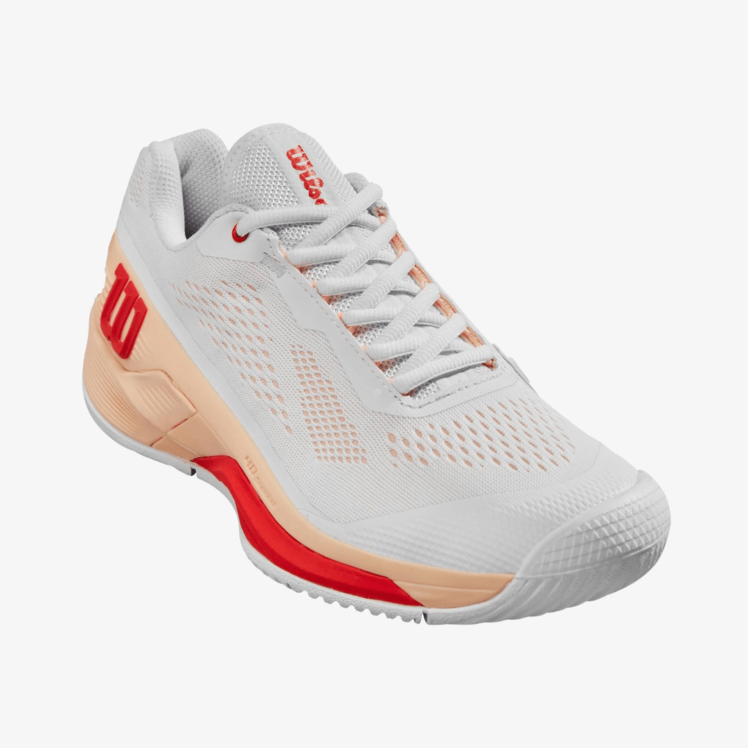 Wilson Rush Pro 4.0 all-court tennisskor dam white / peach parfait / infrared