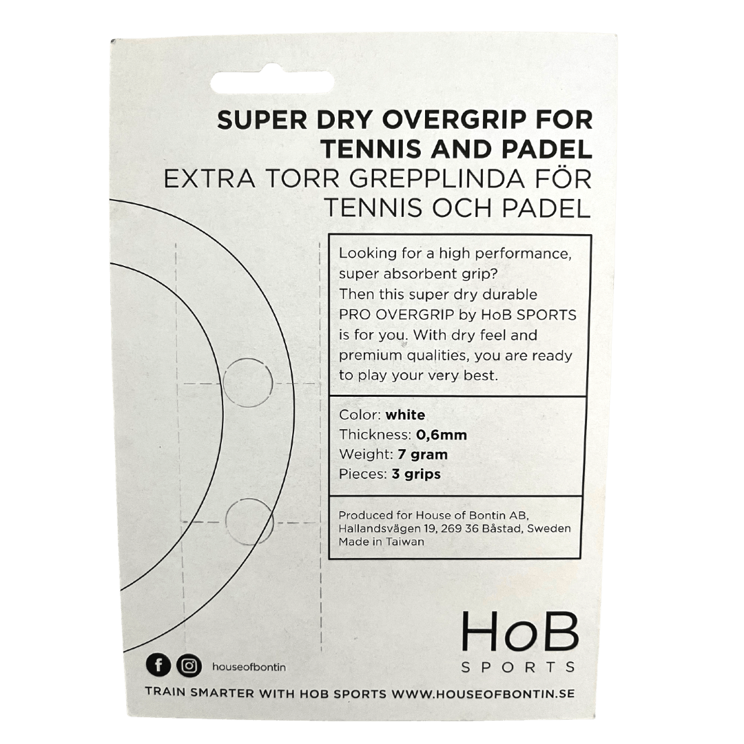 HoB Sports Super Dry overgrip 3-pak HVID