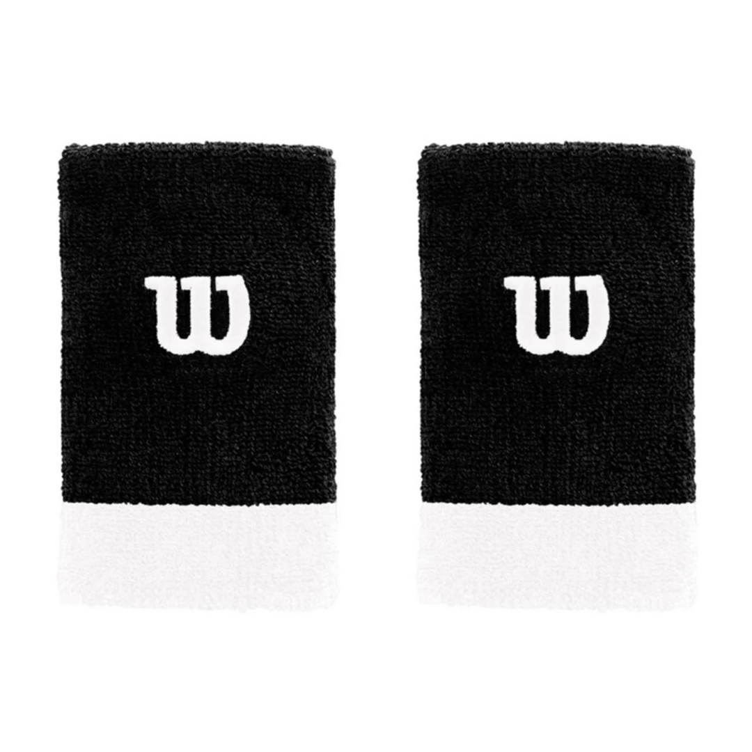 Wilson Extra Wide Wristband Black&White 2pack svettarmband extra breda