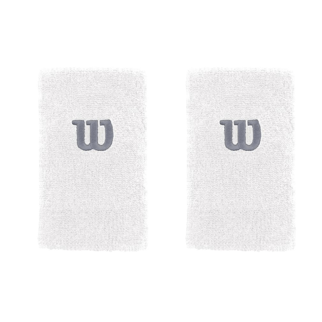 Wilson Extra Wide Wristband White 2pack svedbånd ekstra brede